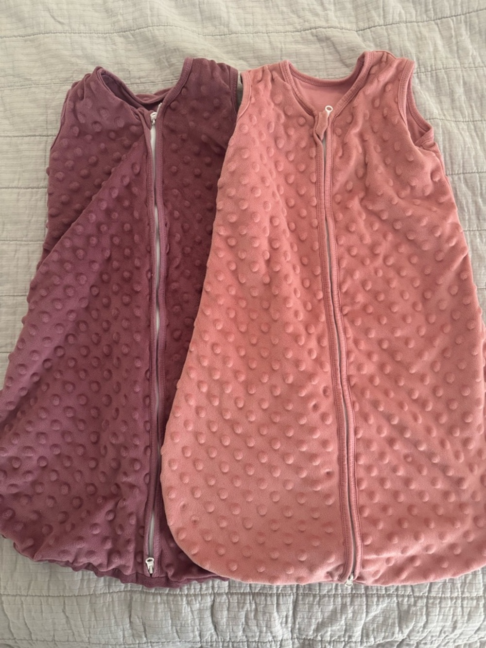Zipper Sleep Sacks in Mauve and Dusty Pink
